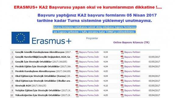 ERASMUS+ KA2 Başvuruları 29 Mart 2017 tarihinde sona erdi. 